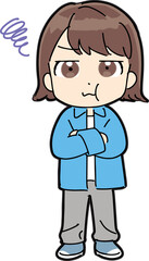 不満そうな私服の女性