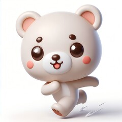 Naklejka premium Cute Brown Teddy Bear Mascot Running on White Background