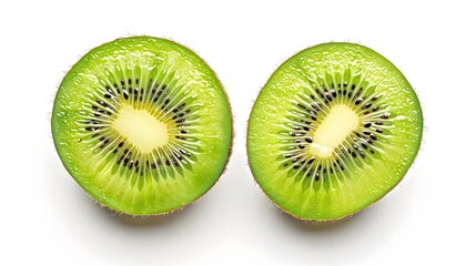 Fototapeta premium Isolated kiwi. One kiwi fruit cut in halves isolated on white background with clipping path. 