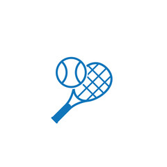 Tennis racket and ball icon vector logo design template