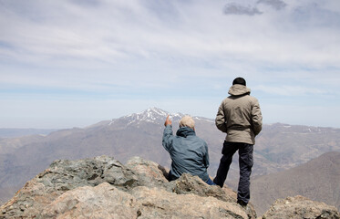 hiking, panoramic summit, nice views in high atlas morocco mountains