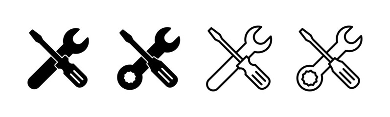 Repair tools icon set. tool icon vector. setting icon vector. Wrench and screwdriver. support, Service