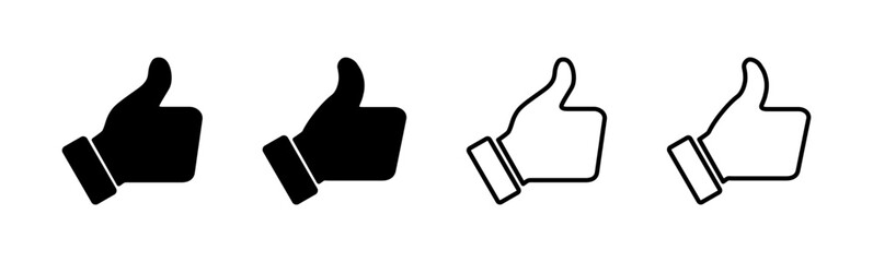 Thumbs up icon set. Hand like. Like icon vector.