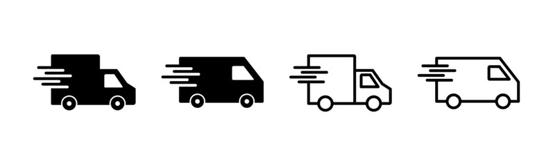 Fast shipping delivery truck icon set. Delivery truck icon. fast delivery icon
