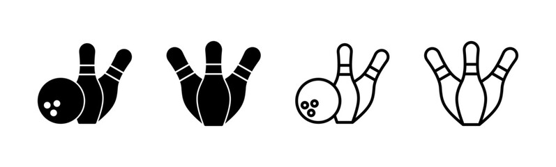 Bowling icon set. bowling ball and pin icon. bowling pins