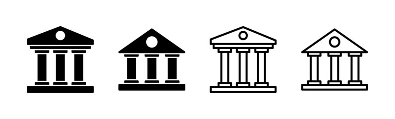 Bank icon set. bank vector icon, museum, university