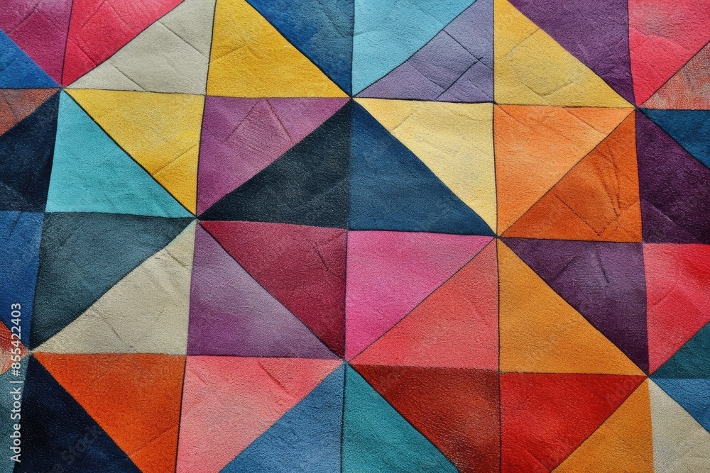 Fototapete a colorful painting of a square and triangle pattern, develop a geometric pattern with vibrant color