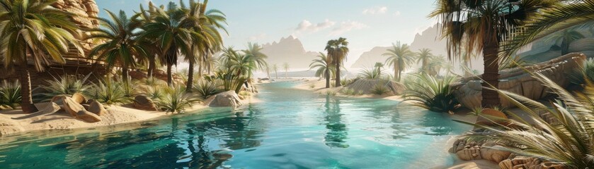 Fototapeta premium A beautiful beach with a body of water in the foreground