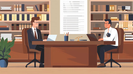 Fototapeta premium businessman meeting with his legal advisor to discuss the contract details of a project
