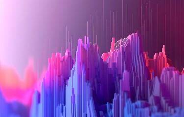 Fototapeta premium A colourful glowing graph of vertical lines overlaying each other, 3D rendering, Illustration