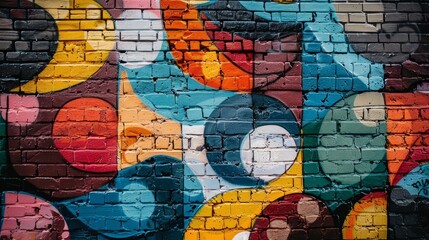 Obraz premium Urban street art with colorful, bold graffiti on a busy city wall, capturing the vibrant street culture