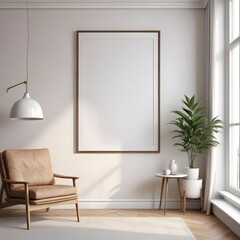 modern living room with sofa Frame mockup, ISO A paper size Interior mockup with house background. Modern interior design