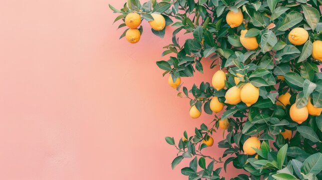 lemon tree with bright yellow lemons and green leaves