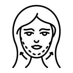rejuvenating the face concept, Sagging skin or facelift treatment vector icon design, Cosmetology or Cosmetologist Symbol,esthetic beauty outline Sign, Beauty treatment stock illustration