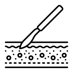 Surgical Blade Cutting the Skin concept, Scalpel Making small  incision vector icon design, Cosmetology or Cosmetologist Symbol,esthetic beauty outline Sign, Beauty treatment stock illustration