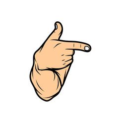 hand pointing sideways in front view vector illustration