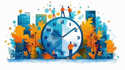 Productivity boosting concept illustration, collection of male and female business people scenes in the productivity boosting scene. mega set flat vector modern illustration