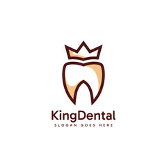 Obraz premium King Dental logo design. Abstract simple minimalist teeth combined with king crown logo concept.