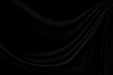 Black gray satin dark fabric texture luxurious shiny that is abstract silk cloth background with patterns soft waves blur beautiful.