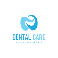 Obraz premium Dental health logo design caring for teeth illustrator template