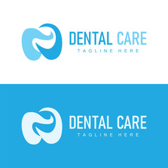 Dental health logo design caring for teeth illustrator template