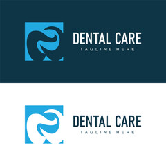 Dental health logo design caring for teeth illustrator template