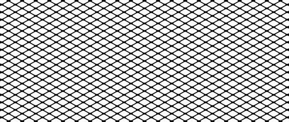 Black metal mesh seamless pattern vector illustration. Metal grid pattern. Silhouette Steel wire Chain link Fence Pattern.