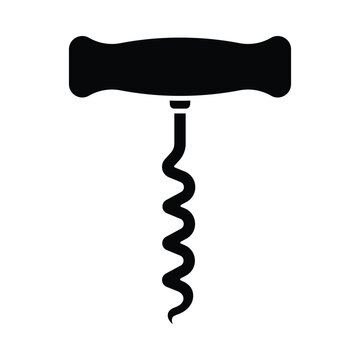 recommend clip art: Basic corkscrew vector icon. Wine bottle opener black silhouette. Web site page and mobile app design. Wine shop house logo symbol