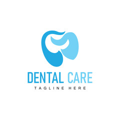 Dental health logo design caring for teeth illustrator template