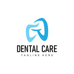Dental health logo design caring for teeth illustrator template