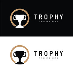 Championship Cup Trophy Logo Illustration Award Winner Template Design