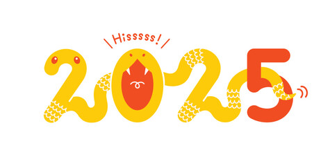 2025年、巳年の年賀状素材　蛇のイラストモチーフ