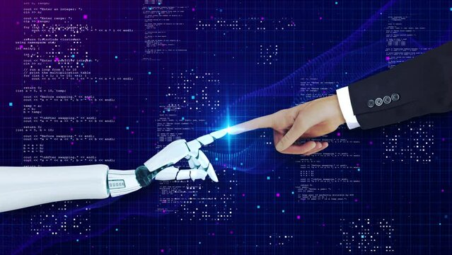 3D Futuristic cyber space finance AI chatbot coding background business data analytics programming network metaverse digital world technology. Generative AI artificial intelligence concept