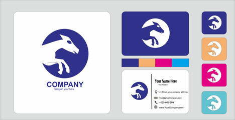 colorfull horse logo line con...