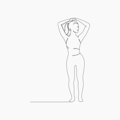 yoga girls, continuous line drawing illustration, concept vector health illustration.