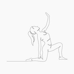 yoga girls, continuous line drawing illustration, concept vector health illustration.