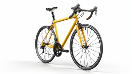 Obraz premium Professional Road Bike with Yellow Frame on White Background