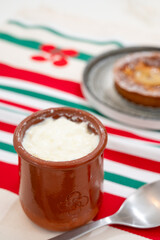 Basque sheep’s milk curd dessert Mamia or Cuajada, Curd, maman, gatzatua or gaztanbera Original Basque Dessert curdled with rennet