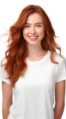 Fototapeta premium closeup portrait of amazing young red hair woman attractive appearance isolated over colorful background
