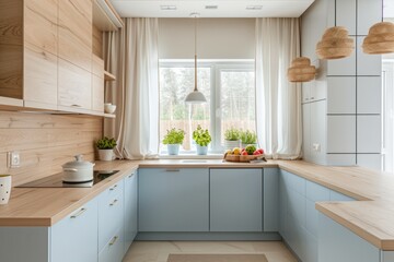 Simple kitchenette with clean and airy atmosphere.