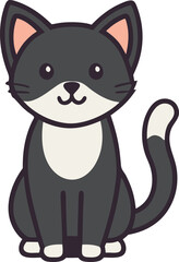adorable black cat flat design illustration