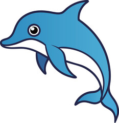 Obraz premium Illustration of a dolphin jumping viewed from side