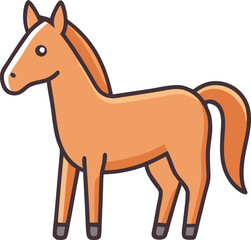 Illustration of a Cute Horse in a Colored Cartoon Style