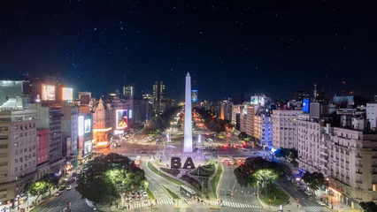 Gordijnen Buenos-Aires city Night high difinition drone view skyline starry sky © Argelis