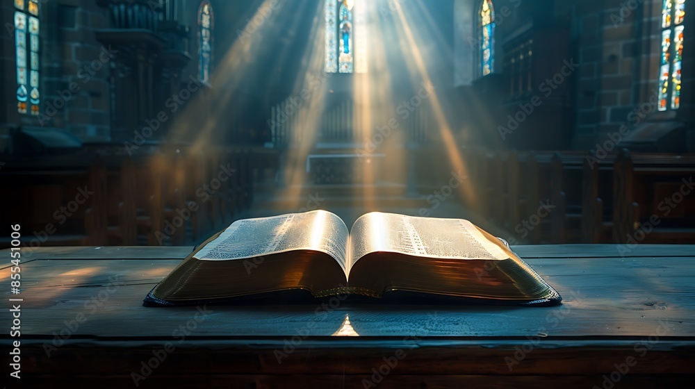 Poster an open bible with rays of light emanating from it, symbolizing the clarity and enlightenment that c