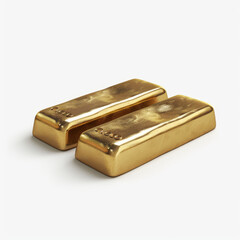 Gold bars sideview on a white background