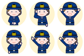女性警察官のポーズセット_01