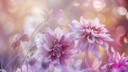 Fototapeta premium Seasonal garden florals, close-up, soft backlight, changing tones by season, dreamy, macro lens 