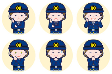 女性警察官のポーズセット_04