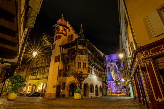 The Pfister House in Colmar at night in France on  June 15th 2024